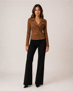 Women's Suede Biker Jacket with Asymmetric Zip