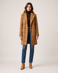 Women's Checked Coat Long Tailored Button Front Style