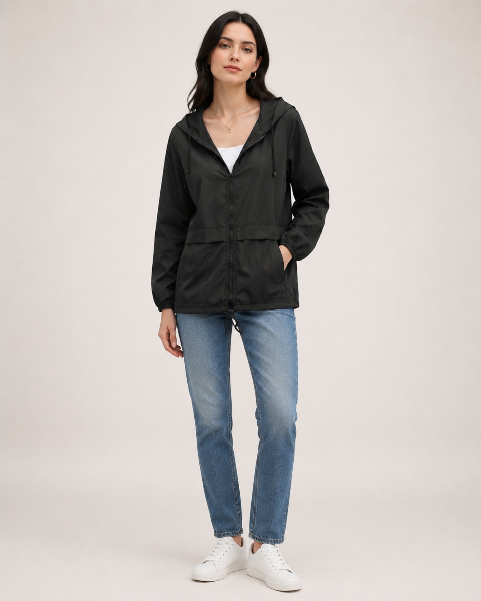 Women's Waterproof Jacket Lightweight Hooded Utility Style