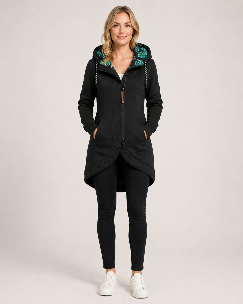 Women's Waterproof Coat Long Hooded Zip Front Style