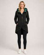 Women's Waterproof Coat Long Hooded Zip Front Style