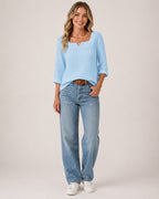 Women's Square Neck Crinkled Top