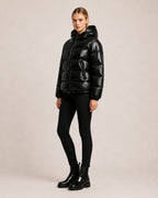 Women's Shiny Puffer Jacket with High Collar