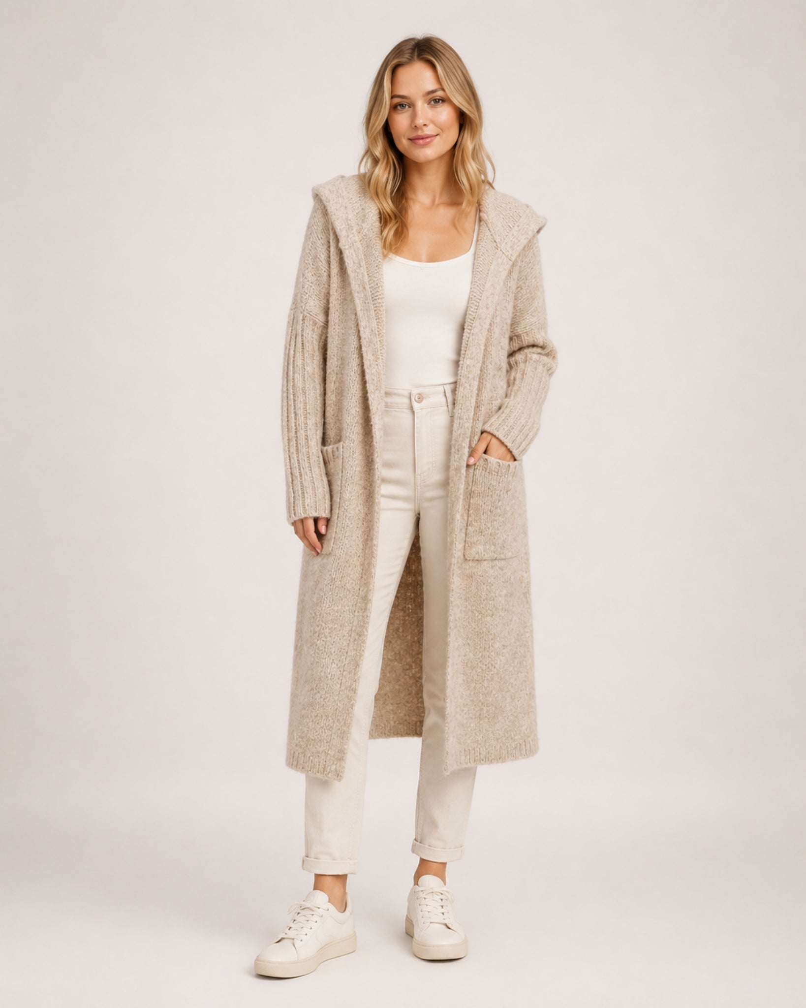 Women's Long Cardigan Hooded Oversized Knit Style
