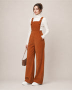 Women's Brown Corduroy Overalls with Wide Leg