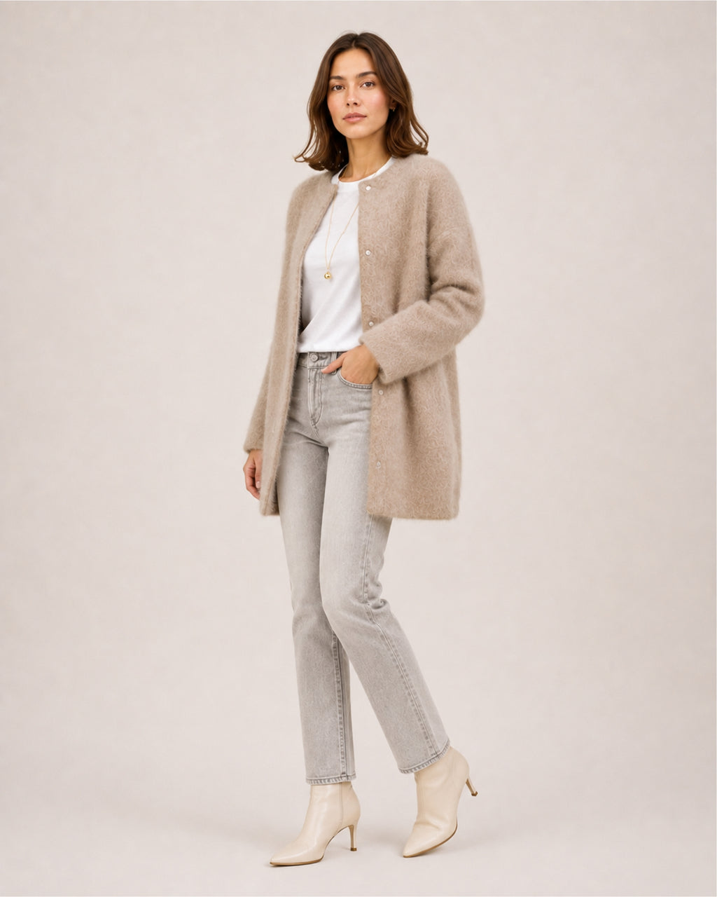 Women's Long Cardigan with Button Front