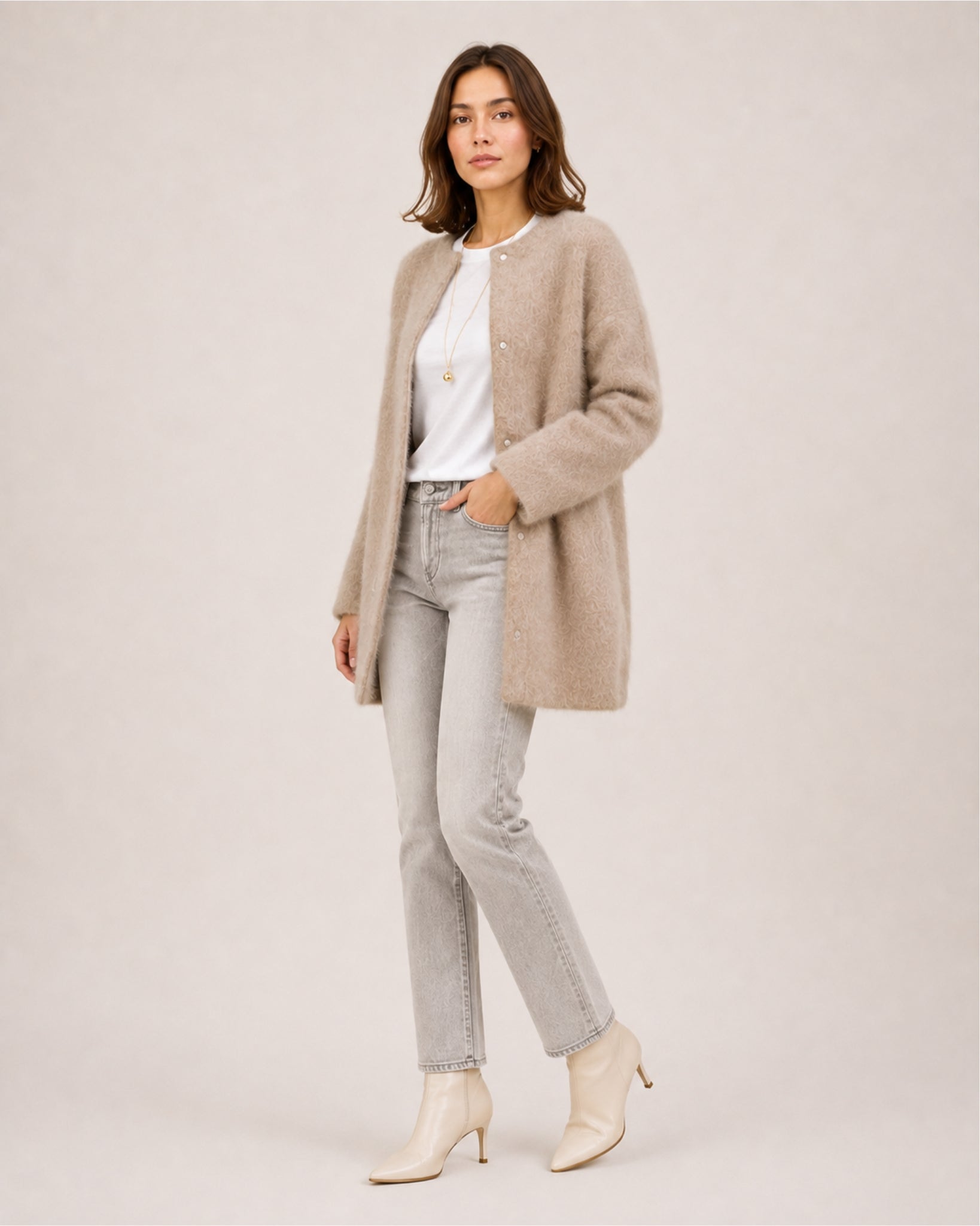 Women's Long Cardigan with Button Front