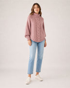 Women's Cable Knit Jumper Chunky Roll Neck Style