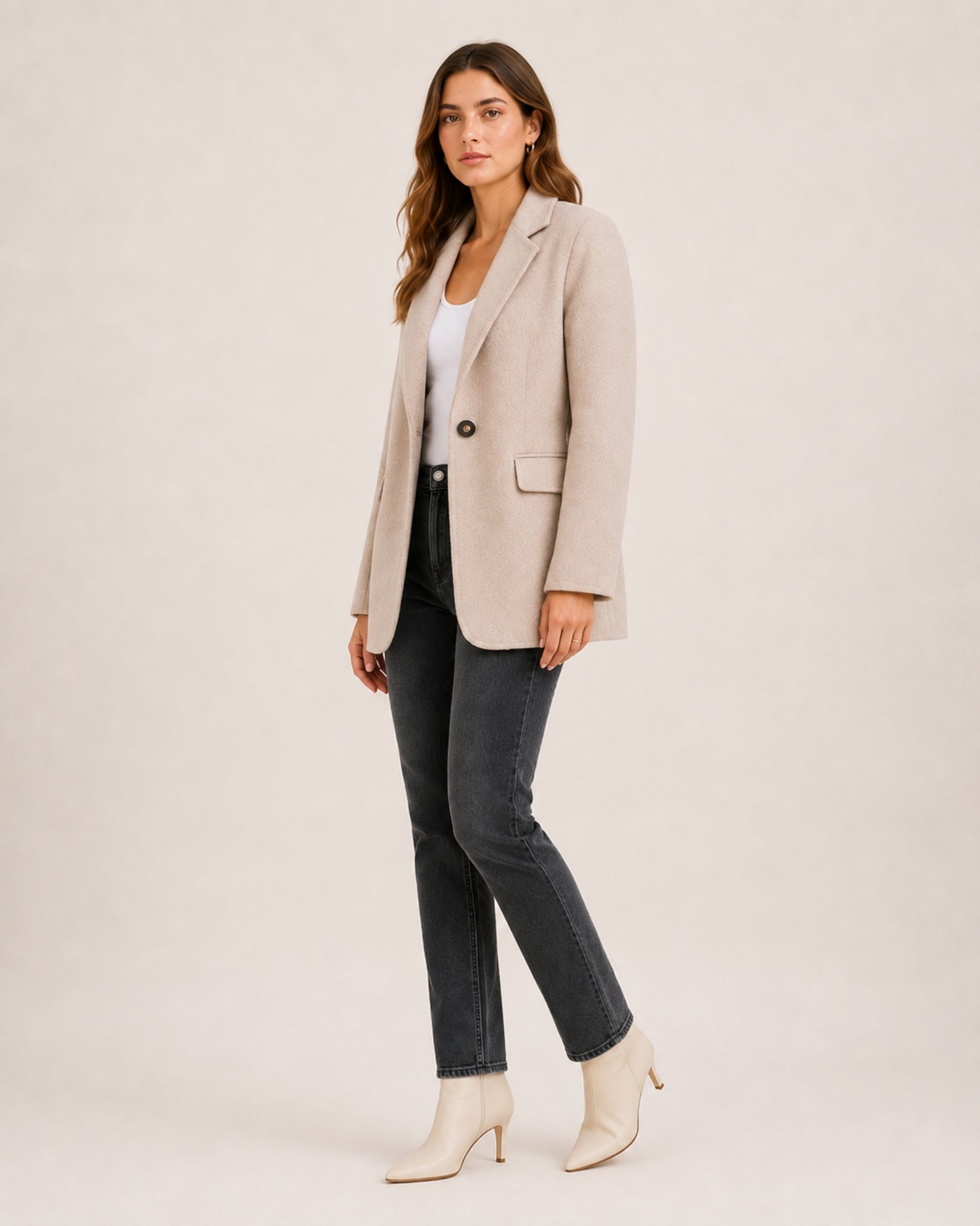 Women's Casual Blazer with Single Button
