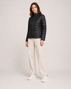 Women's Quilted Puffer Jacket with Stand Collar and Fitted Shape