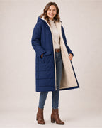 Women's Long Puffer Coat – Hooded Quilted Padded Jacket