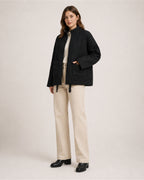 Women's Black Quilted Jacket – Lightweight Zip-Up Style