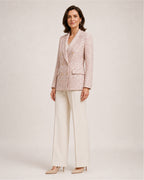 Women's Tweed Blazer Double Breasted Tailored Jacket
