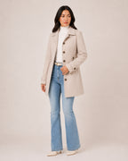 Women's Mid-Length Trench Coat – Tailored Button-Front Lightweight Coat
