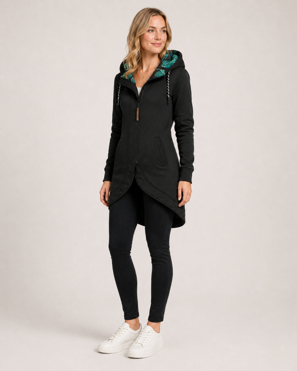 Women's Waterproof Coat Long Hooded Zip Front Style
