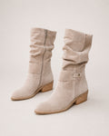 Women's Suede Slouch Boots Ankle Length Buckle Style