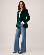 Women's Velvet Blazer Tailored Single Breasted Style