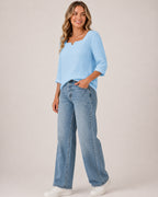 Women's Square Neck Crinkled Top