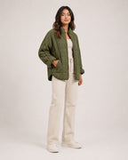 Women's Green Quilted Jacket – Relaxed Zip-Up Style
