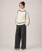Women's Oversized Turtleneck Jumper with Contrast Trim