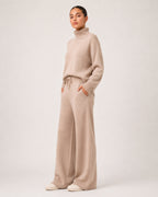 Women's Knitted Co-Ord Set with Wide Leg Trousers