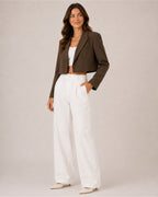 Women's Cropped Blazer with Notched Lapel