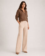 Women's Quarter-Zip Knitted Jumper with Relaxed Fit