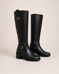 Women's Knee High Riding Boots with Buckle Detail