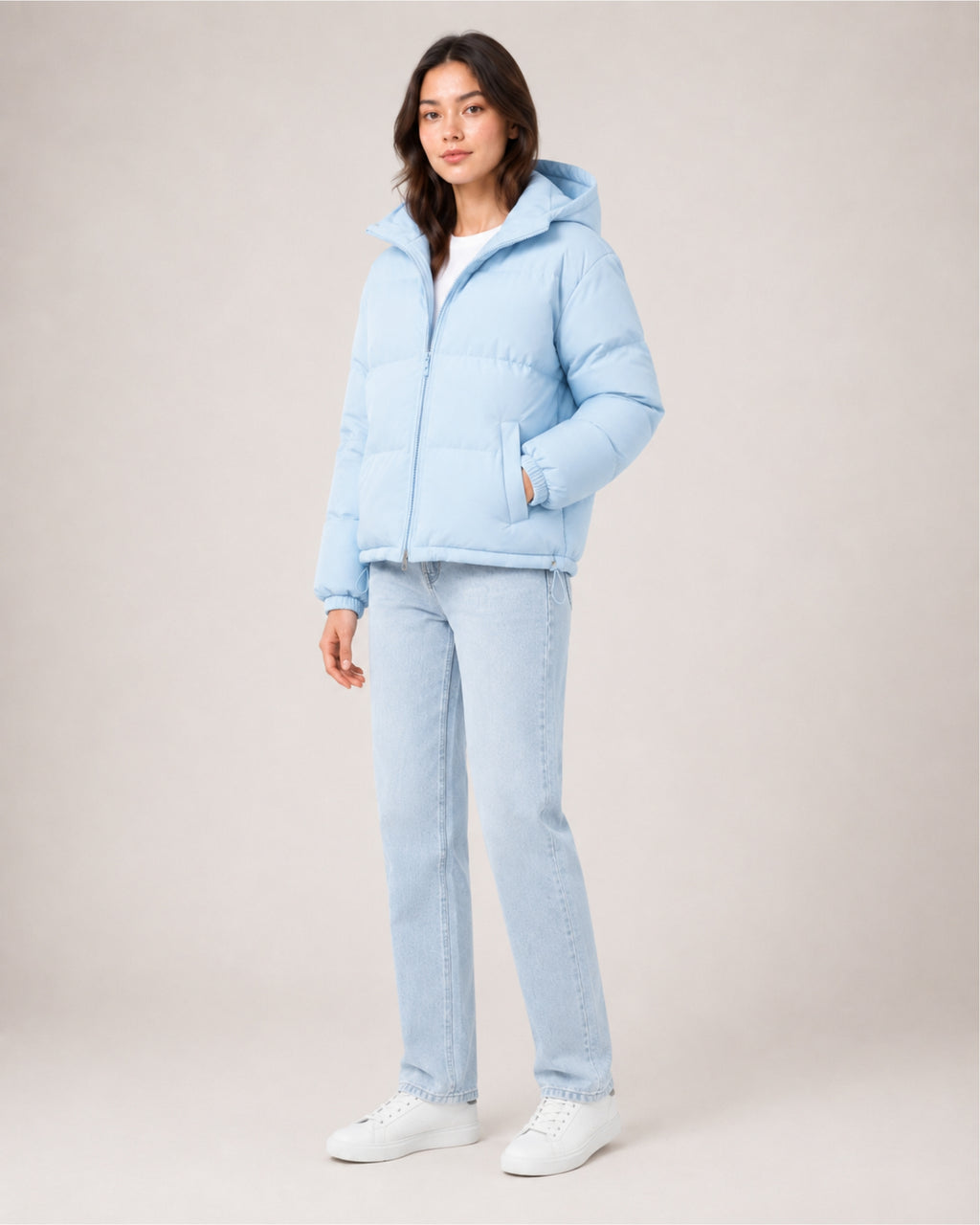 Women's Hooded Puffer Jacket – Warm Padded Zip-Up Coat