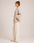Women's Short Belted Coat with Faux Fur Cuffs