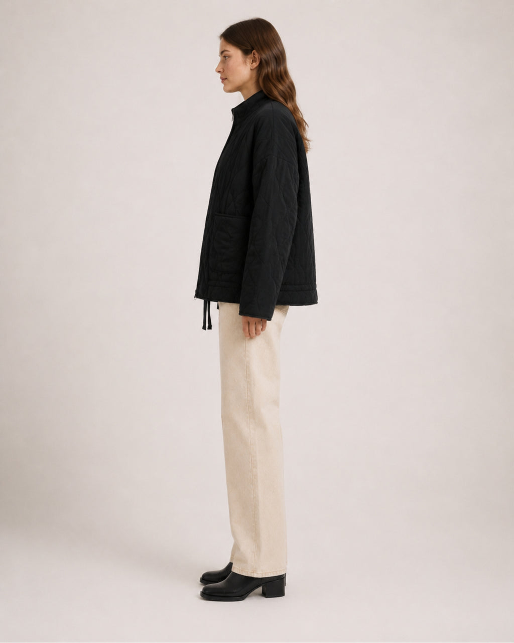 Women's Black Quilted Jacket – Lightweight Zip-Up Style