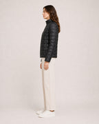 Women's Quilted Puffer Jacket with Stand Collar and Fitted Shape