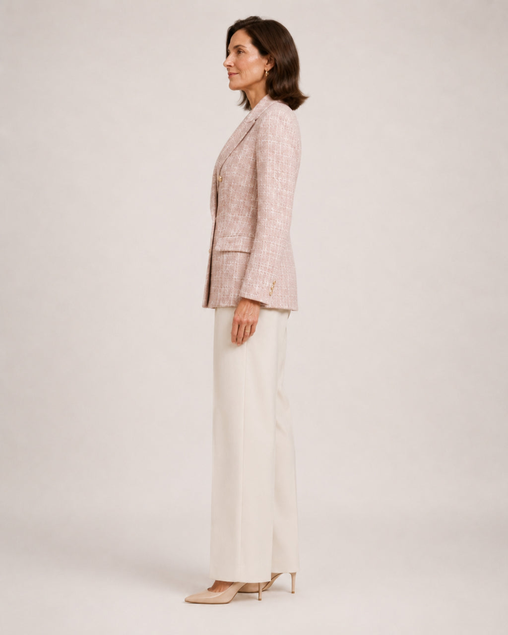 Women's Tweed Blazer Double Breasted Tailored Jacket