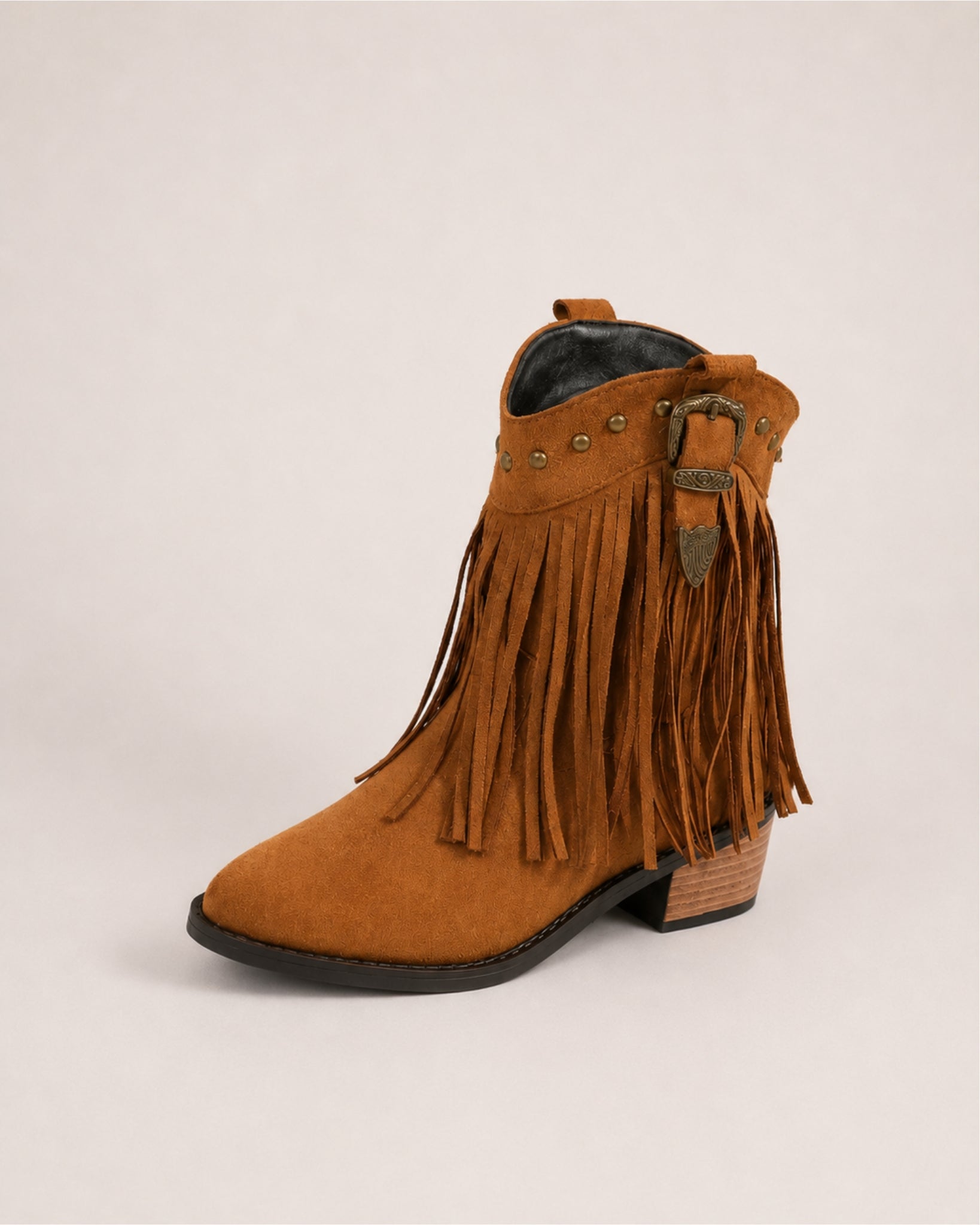 Women's Fringe Cowboy Boots Suede Ankle Style