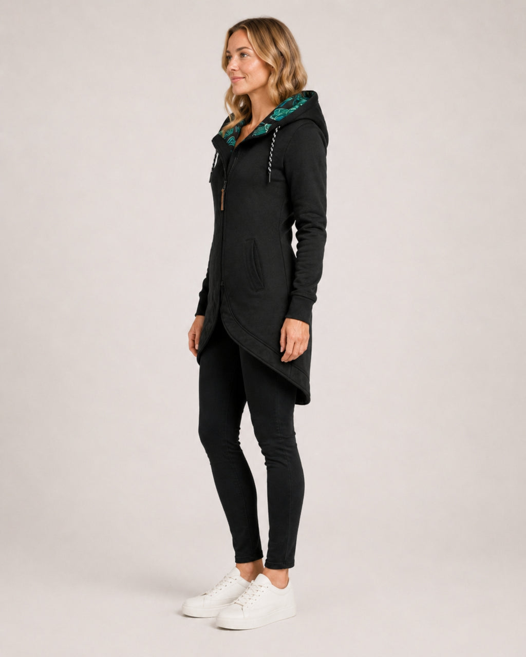 Women's Waterproof Coat Long Hooded Zip Front Style
