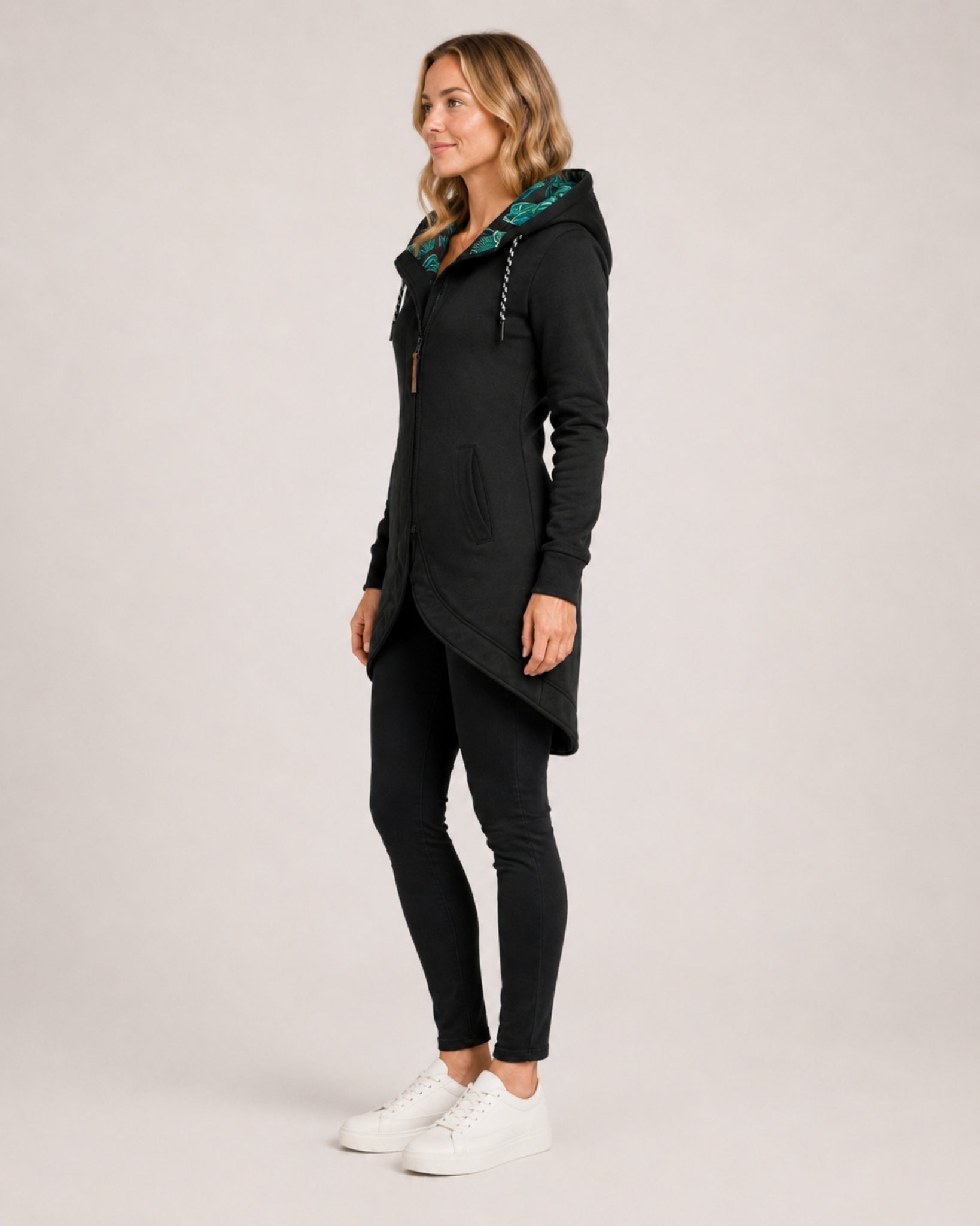 Women's Waterproof Coat Long Hooded Zip Front Style