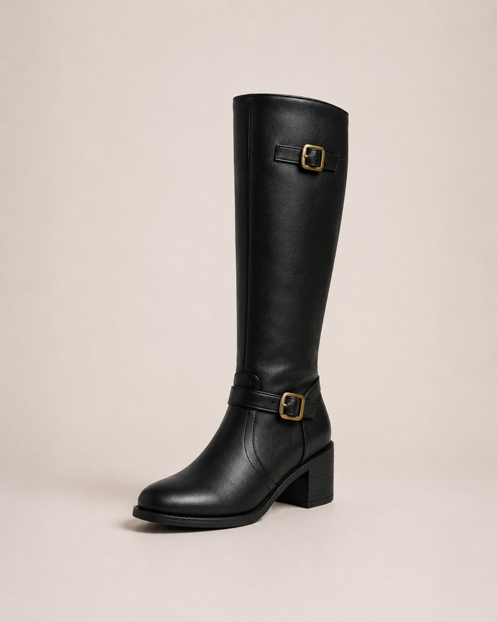 Women's Knee High Riding Boots with Buckle Detail