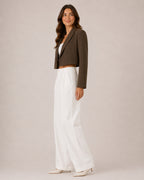 Women's Cropped Blazer with Notched Lapel