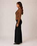 Women's Suede Biker Jacket with Asymmetric Zip