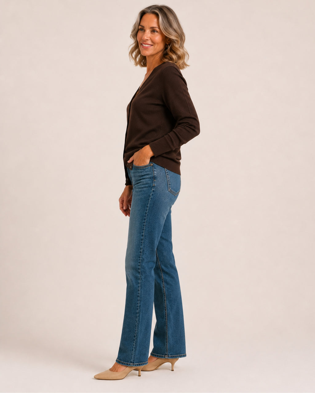 Women's Black V-Neck Button-Up Cardigan