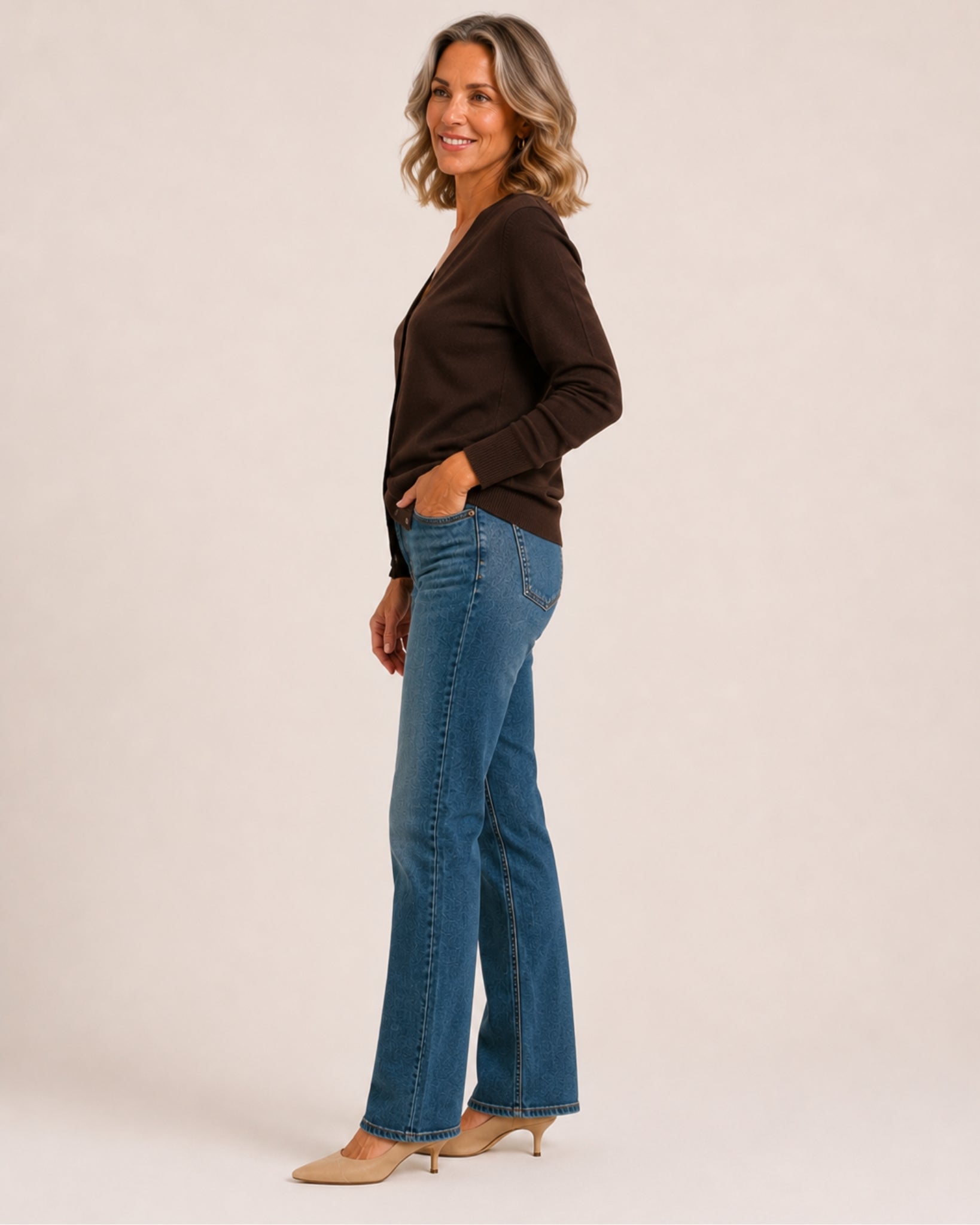 Women's Black V-Neck Button-Up Cardigan