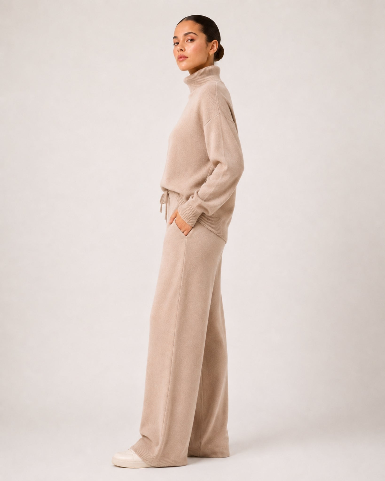 Women's Knitted Co-Ord Set with Wide Leg Trousers