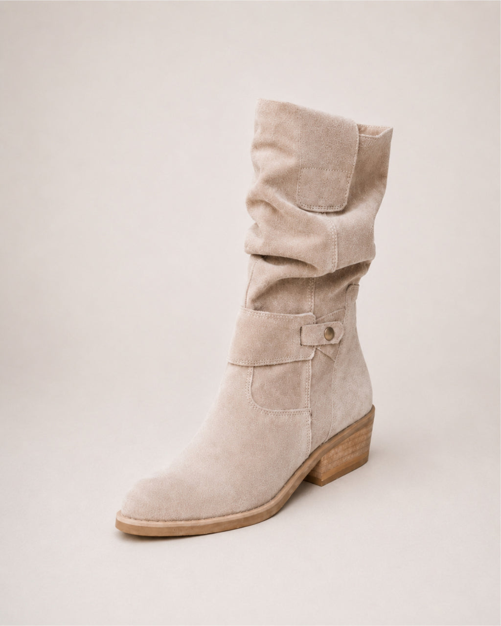 Women's Suede Slouch Boots Ankle Length Buckle Style