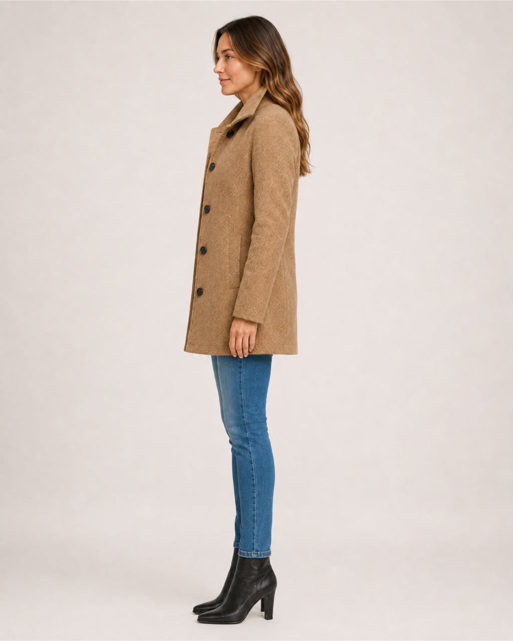 Women's Single-Breasted Mid-Length Coat with Pockets