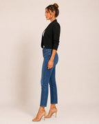 Women's Cropped Blazer with 3/4 Sleeves