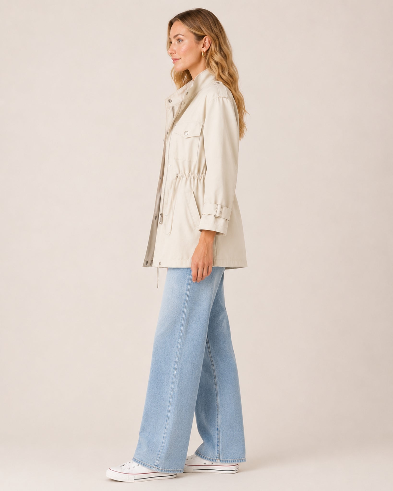 Women's Utility Jacket with Drawstring Waist