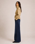 Women's Cropped Trench Coat with Belt & Stand Collar
