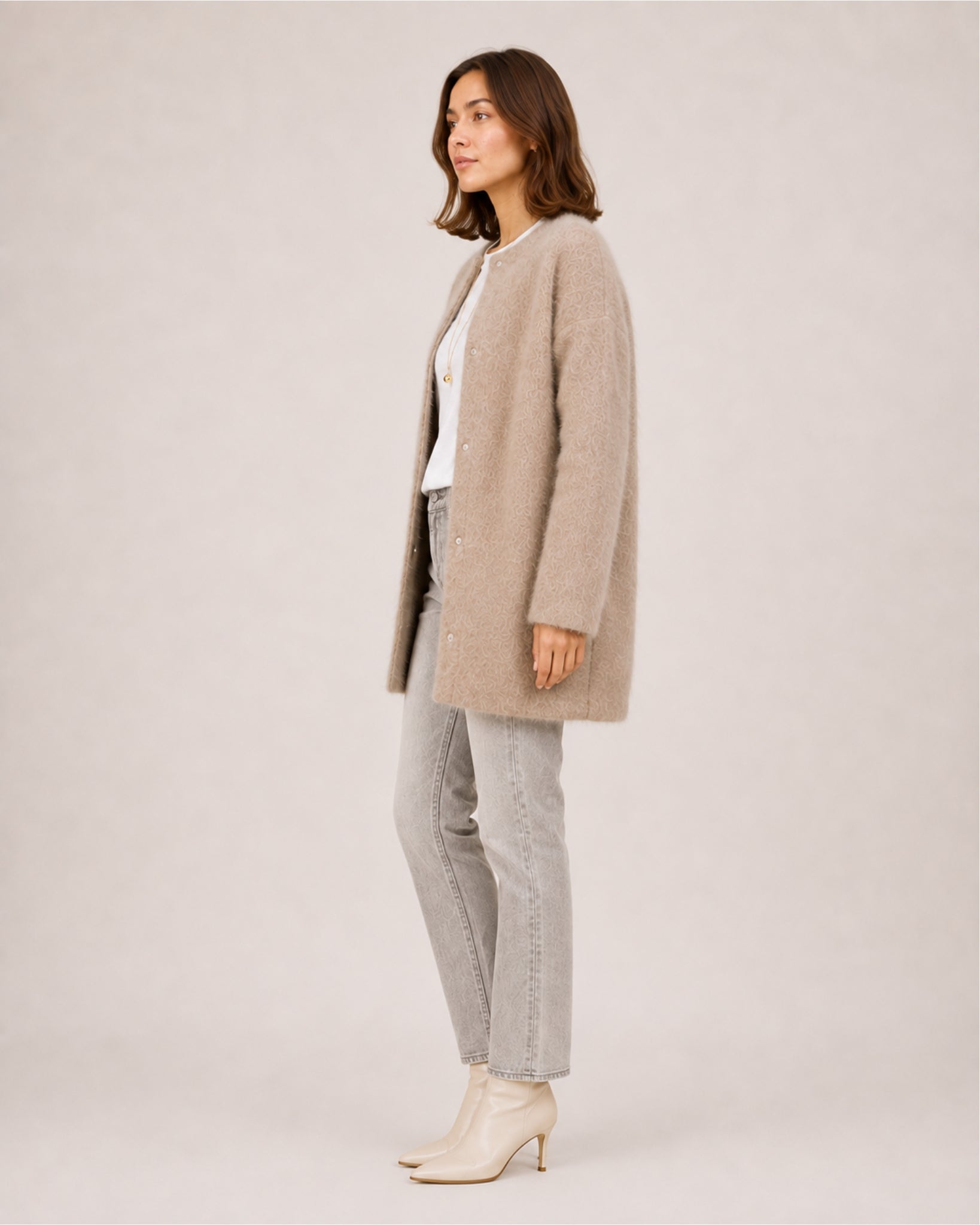 Women's Long Cardigan with Button Front