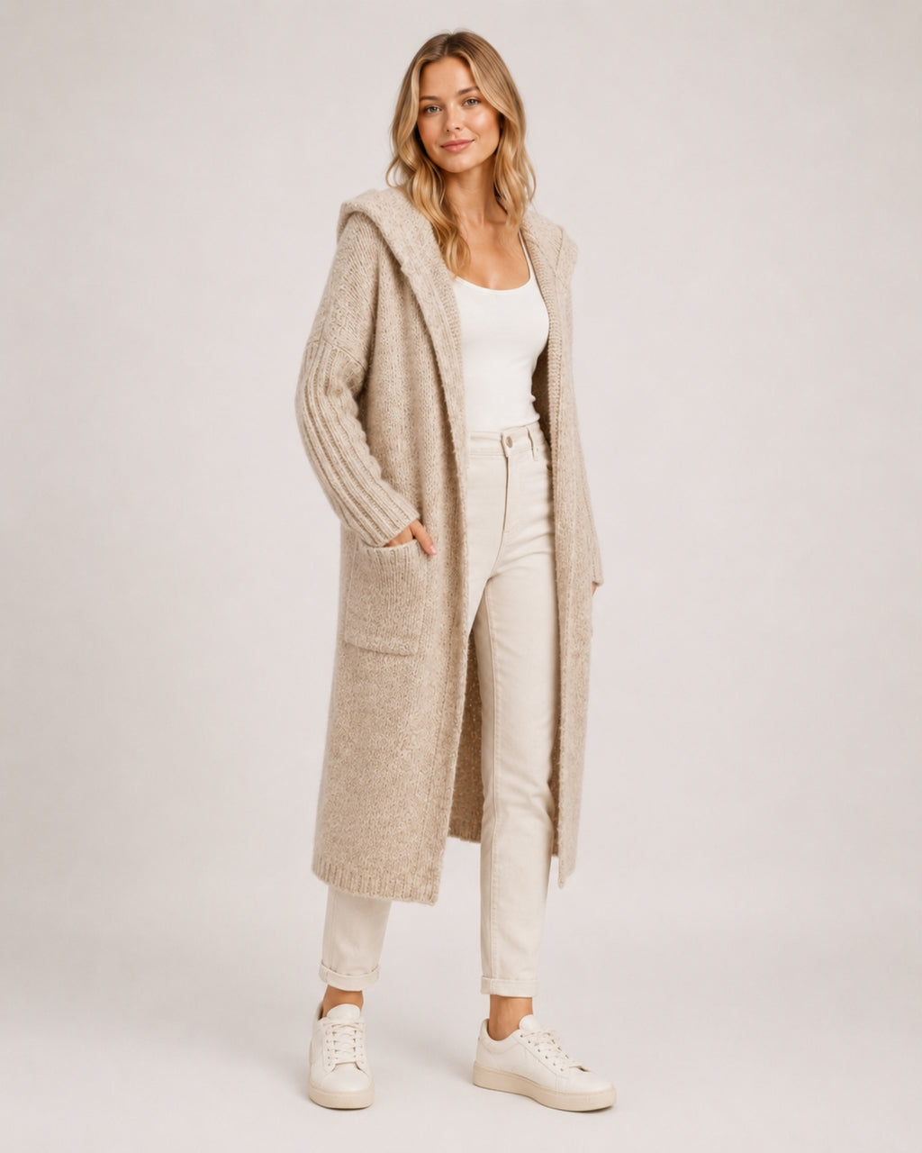 Women's Long Cardigan Hooded Oversized Knit Style