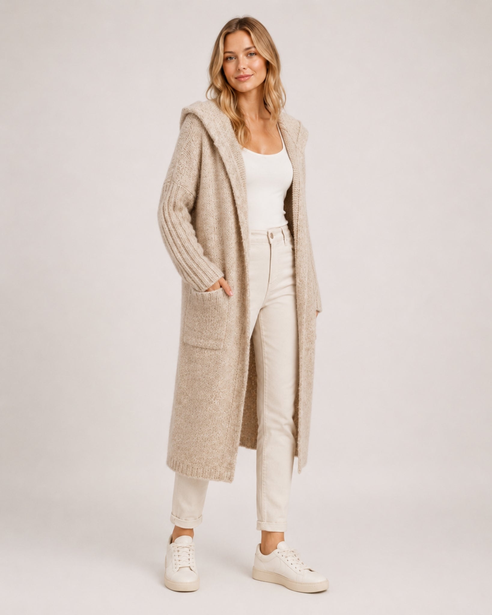 Women's Long Cardigan Hooded Oversized Knit Style